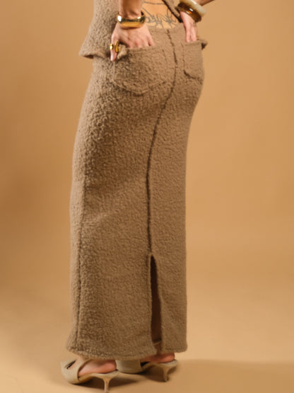 Brown Wool Maxi Skirt