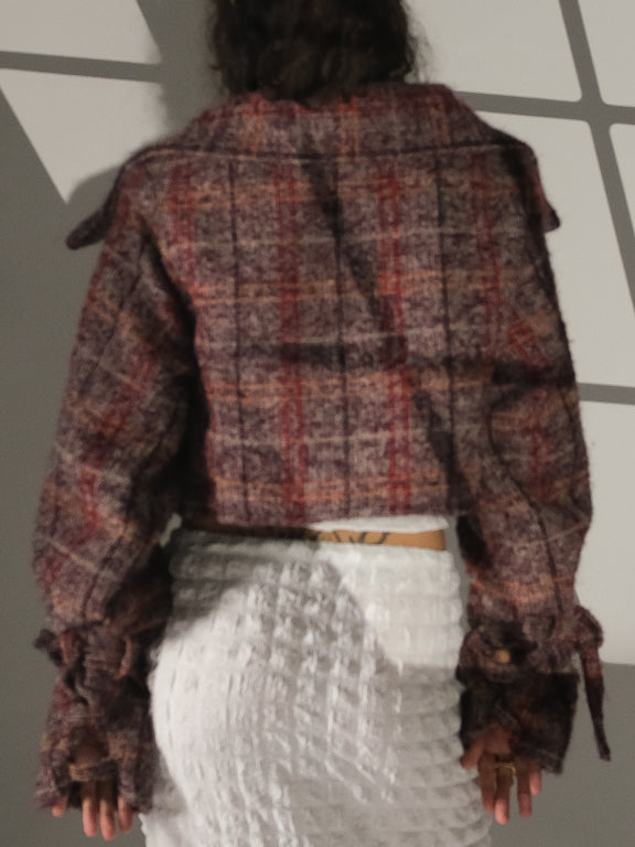 Wool Tartan Crop Jacket