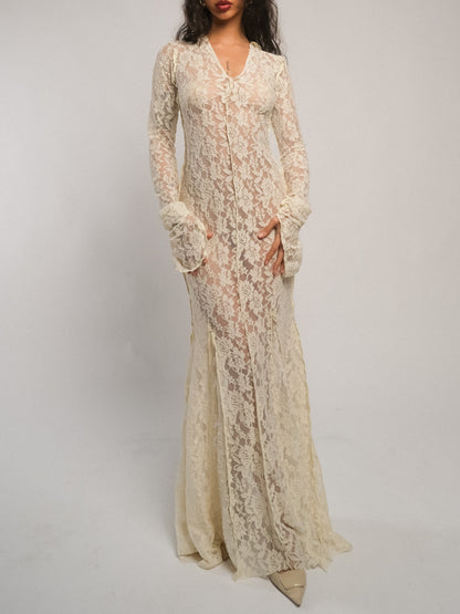 Cream Lace Maxi Dress