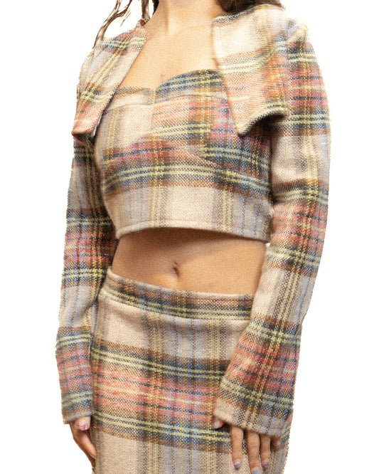 11:11 TARTAN CROP JACKET